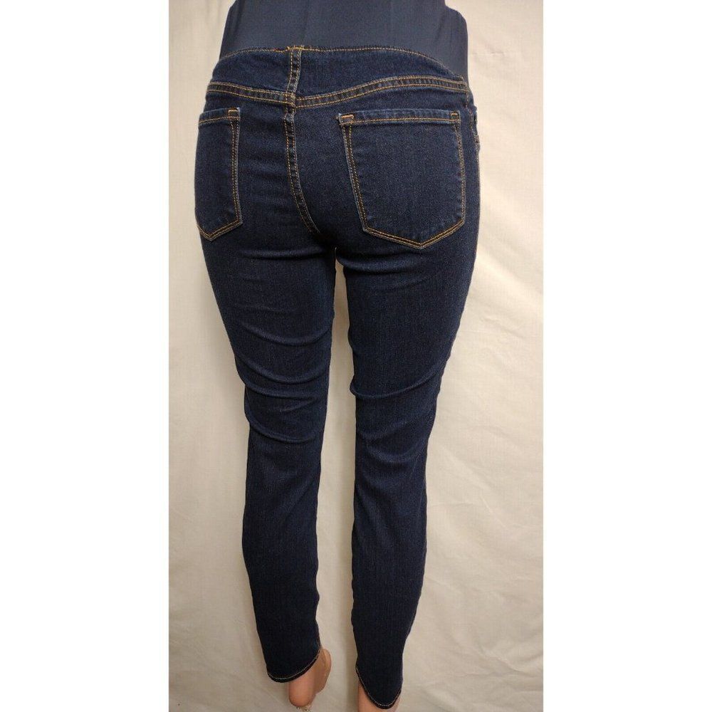 Old Navy Women Maternity Skinny Low Panels Pull On Denim Jeans Blue Size 8 - Picture 4 of 15